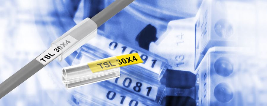 Кабельне маркування для прозорого тримача TBLOC TSL 30x4 біла/жовта