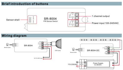 Контролер з датчиком руху SR-8004 ON-36s-OFF 220В
