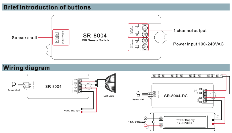 Контролер з датчиком руху SR-8004 ON-36s-OFF 220В