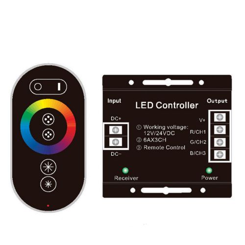 Контроллер RGB Full-TOUCH 24А 12В/24В RF сенсорный Черный пульт