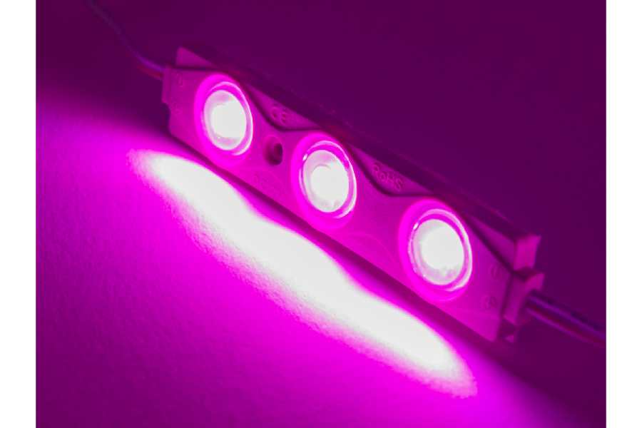 Лед модуль (кластер) 12В 2835-3Led-P 1,5Вт Рожевий IP65 82мм