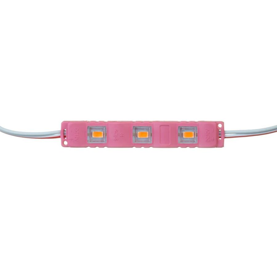 Лед модуль (кластер) 12В MTK-5730-3Led-P 1Вт Plastic Рожевий IP67 75мм