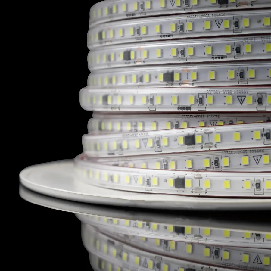 Світлодіодна LED стрічка PROLUM™ 220V; 2835\120; IP67; 9.5ММ; Series "S", Тепло-Білий (2800-3200K)