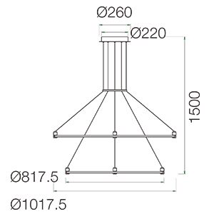 Каркас модульного освітлення SMD 8878 1000+800 Brass 250W