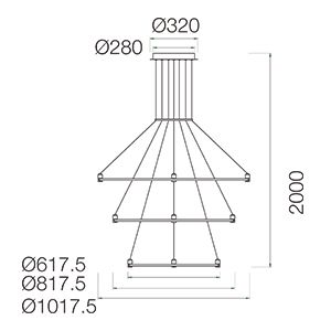 Каркас модульного освітлення SMD 8878 1000+800+600 Brass 350W
