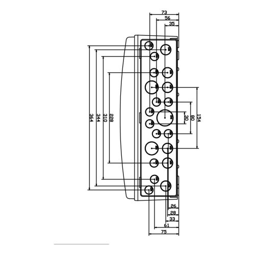Распределительный щит под розетки IDE 18 модулей 436x418x147мм, IP65 с шинами N и PE (CSN18PT/RR)