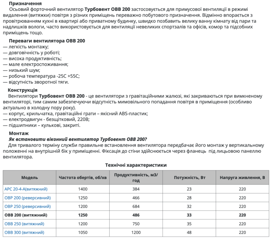 ОВВ 200 Осьовий витяжний віконний (форточний) вентилятор