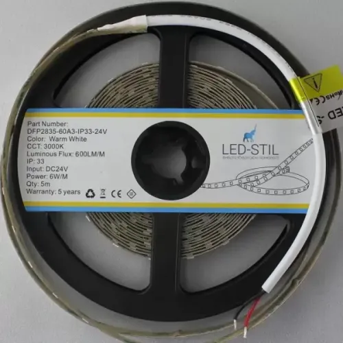 Лед стрічка led-stil DFP2835-60A3-IP33-24V 60-2835-24V-IP33 6W 550Лм 3000K CRI 80+