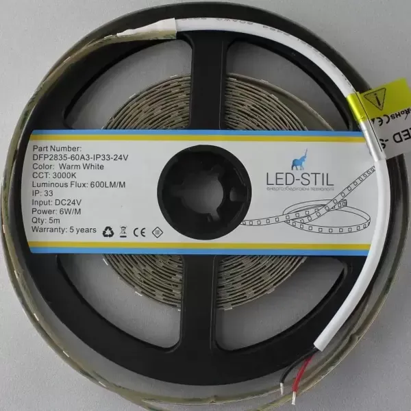 Лед стрічка led-stil DFP2835-60A3-IP33-24V 60-2835-24V-IP33 6W 550Лм 3000K CRI 80+