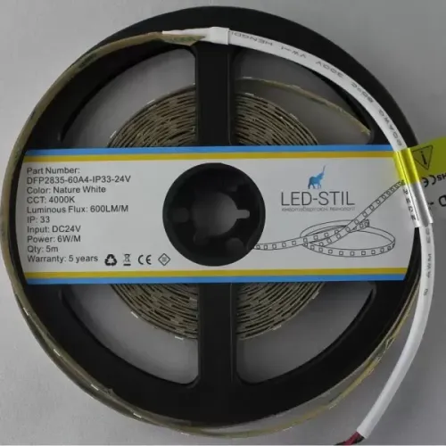 Лед стрічка led-stil DFP2835-60A4-IP33-24V 60-2835-24V-IP33 6W 600Лм 4000K CRI 85+