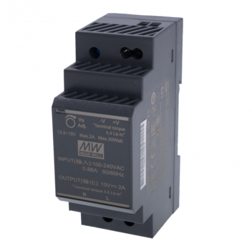 Блок живлення MEAN WELL 15В 30Вт 2A IP20 HDR-30-15 на DIN-рейку