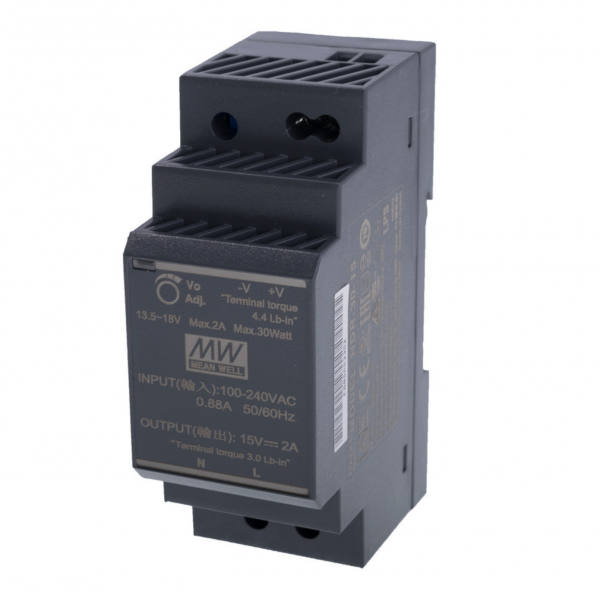 Блок живлення MEAN WELL 15В 30Вт 2A IP20 HDR-30-15 на DIN-рейку