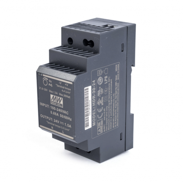 Блок живлення MEAN WELL 24В 36Вт 1,5A IP20 HDR-30-24 на DIN-рейку