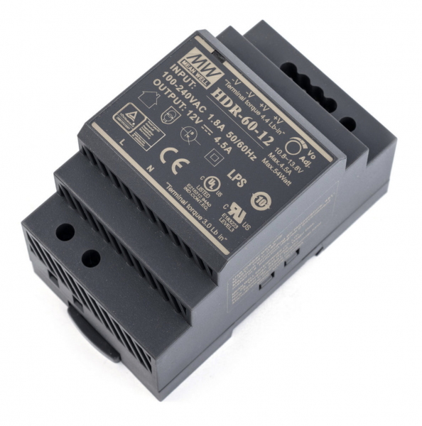 Блок живлення MEAN WELL 48В 60Вт 1,25A IP20 HDR-60-48 на DIN-рейку