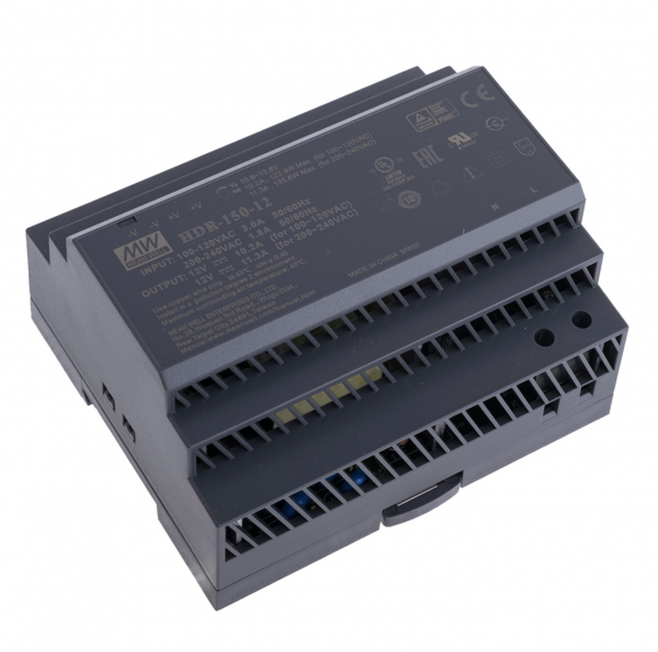 Блок живлення MEAN WELL 12В 135,6Вт 11,3A IP20 HDR-150-12 на DIN-рейку