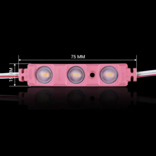 Лед модуль (кластер) 12В BRT XG194 5630-3led W 1,5Вт PINK Рожевий IP65 з лінз. напівсф.