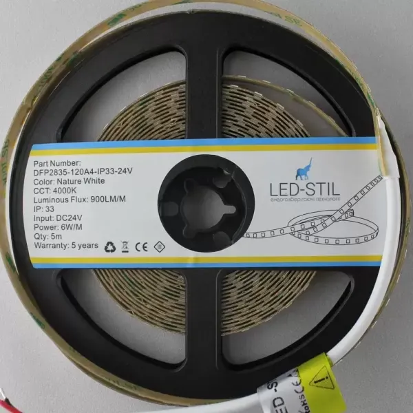 Лед стрічка led-stil DFP2835-120A4-IP33-24V 2835-120V-IP33 6W 900Лм 4000K CRI 85+