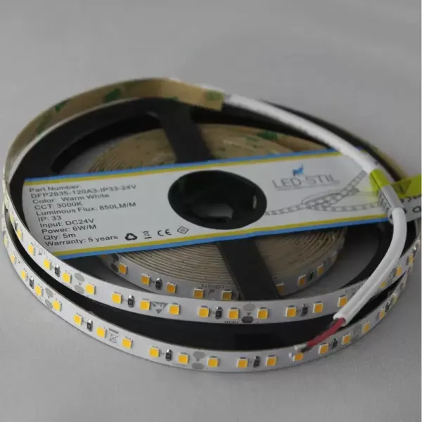 Лед стрічка led-stil DFP2835-128A6-IP33-24V 128-2835-24V-IP33 6W 950Лм 6000K CRI 85+