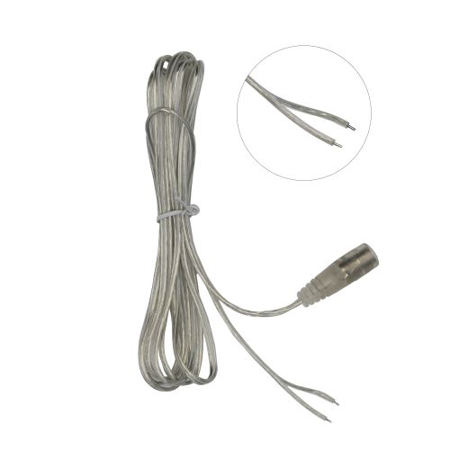 Провід PROLUM™ прозорий з роз'ємом мама (2х0.5mm;5,5х2,5;2М)