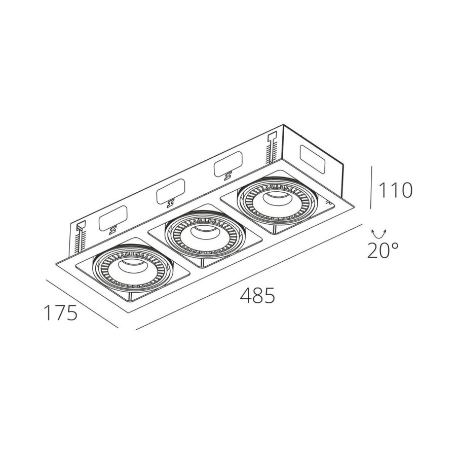 Skarlat RGL7116-3 3х18W WH+BK 3000K