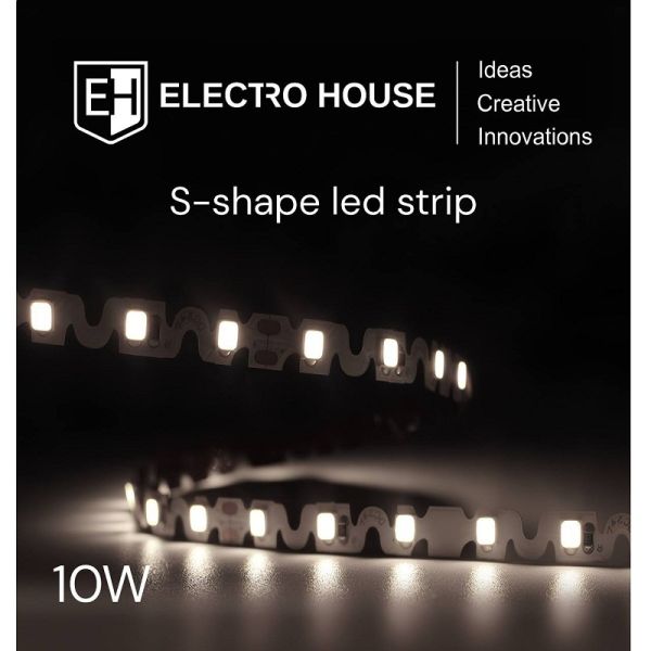 LED стрічка 10Вт 12В SMD2835 120 діодів, теплий білий 3000K, серія S-Shape, гарантія 3 роки