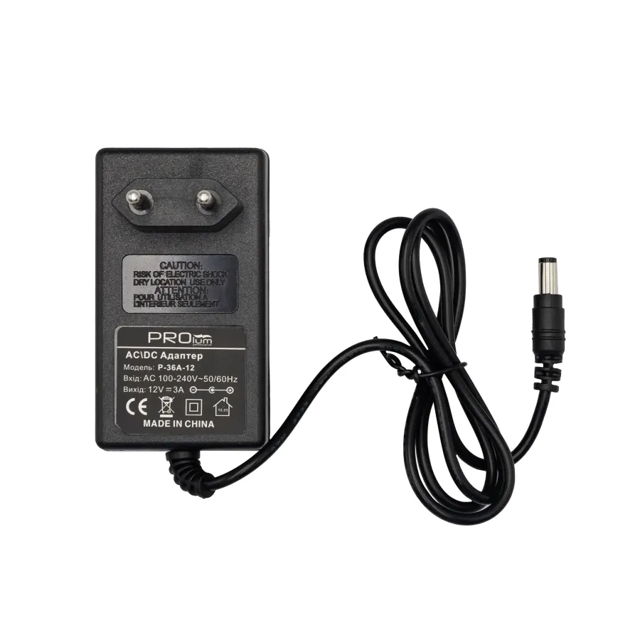 Адаптер живлення PROLUM™ 12V, 36W, 3.0А, Series "P"
