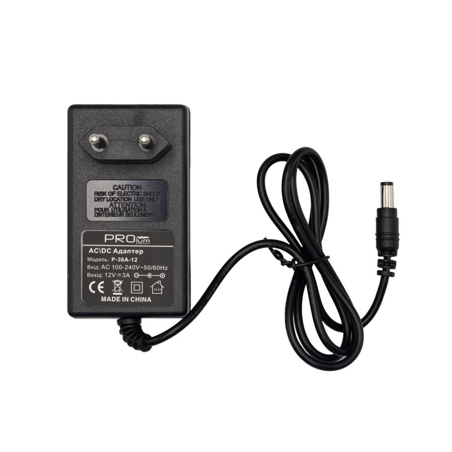 Адаптер живлення PROLUM™ 12V, 36W, 3.0А, Series "P"
