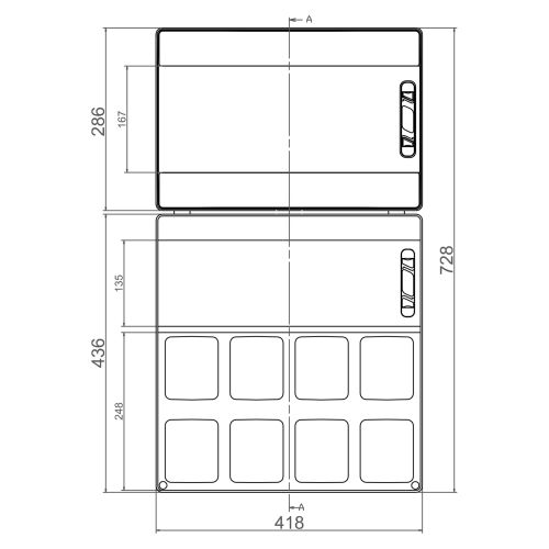 Щит для силових розеток IDE STAR 36 модулів 728x418x147мм IP65 з шинами N і PE (PCSN36PT/RR)