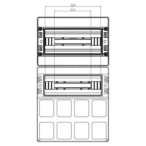 Щит для силових розеток IDE STAR 36 модулів 728x418x147мм IP65 з шинами N і PE (PCSN36PT/RR)