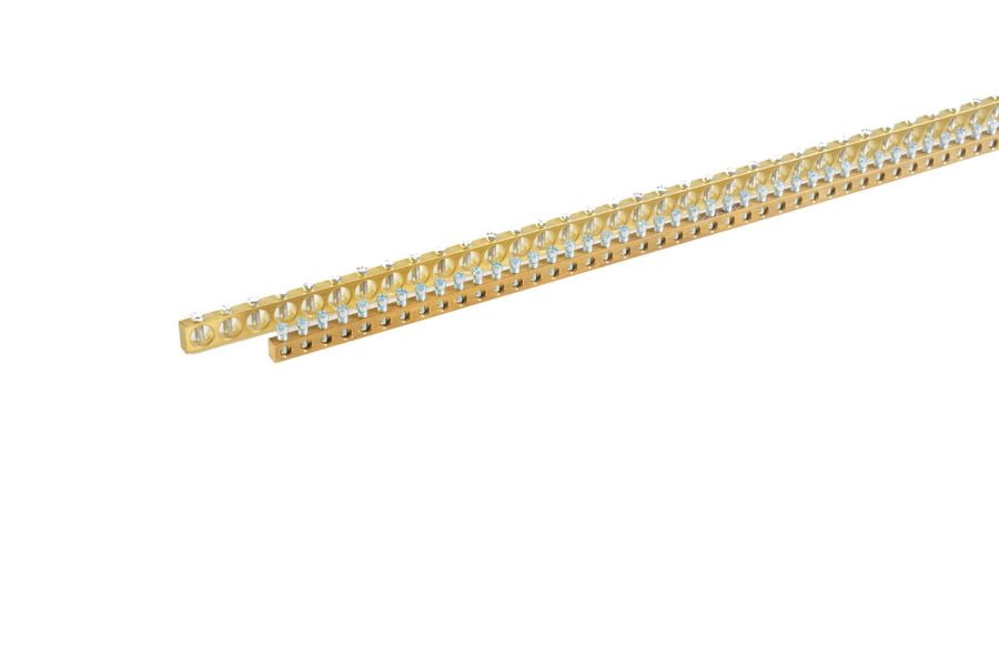 Шина заземлення Teknomega MRS 9x6, латунь 1м, 113 отворів