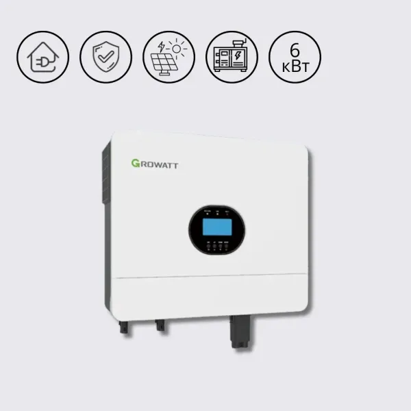 SPF 6000 ES Автономний гібрідний інвертор off-grid 6 кВт 230В Growatt