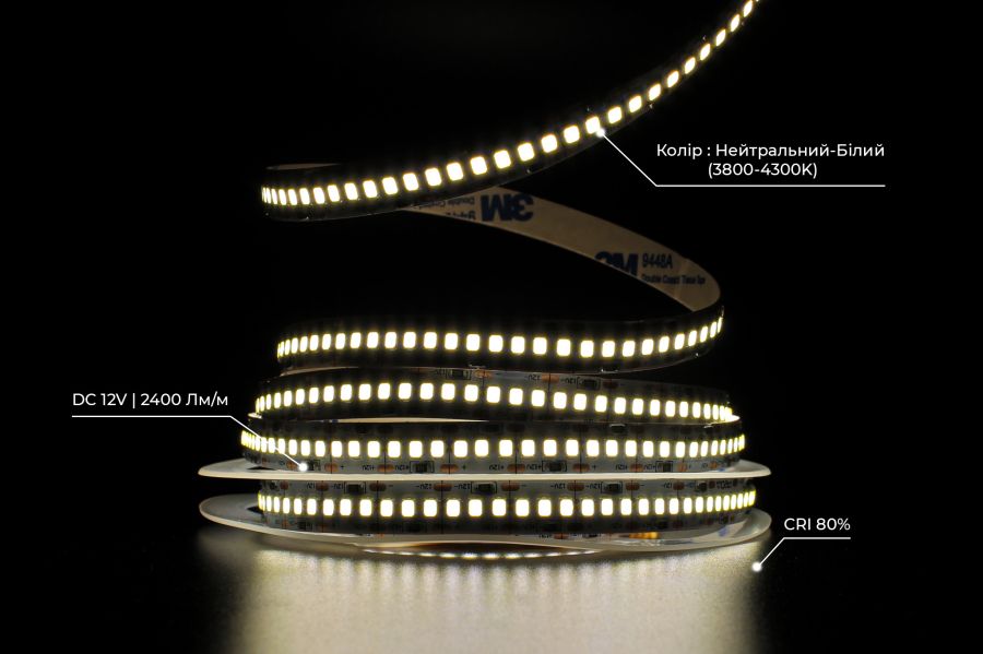 Світлодіодна LED стрічка PROLUM™ 12V; 2835\240; IP20; Series "SG", Нейтральний-Білий (3800-4300K)