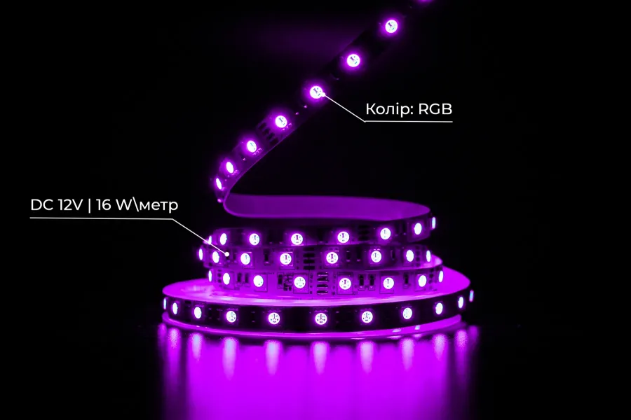 Світлодіодна LED стрічка PROLUM™ 12V; 5050\60; IP20; Series "PRO", RGB