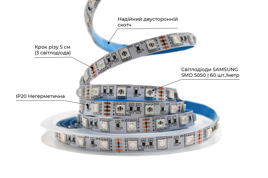 Світлодіодна LED стрічка PROLUM™ 12V; 5050\60; IP20; Series "PRO", RGB