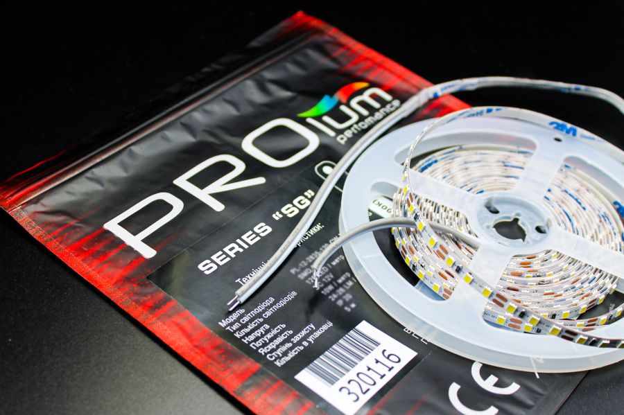 Світлодіодна LED стрічка PROLUM™ 5 ММ 12V; 2835\120; IP20; Series "SG", Холодний-білий (9000-10000К)