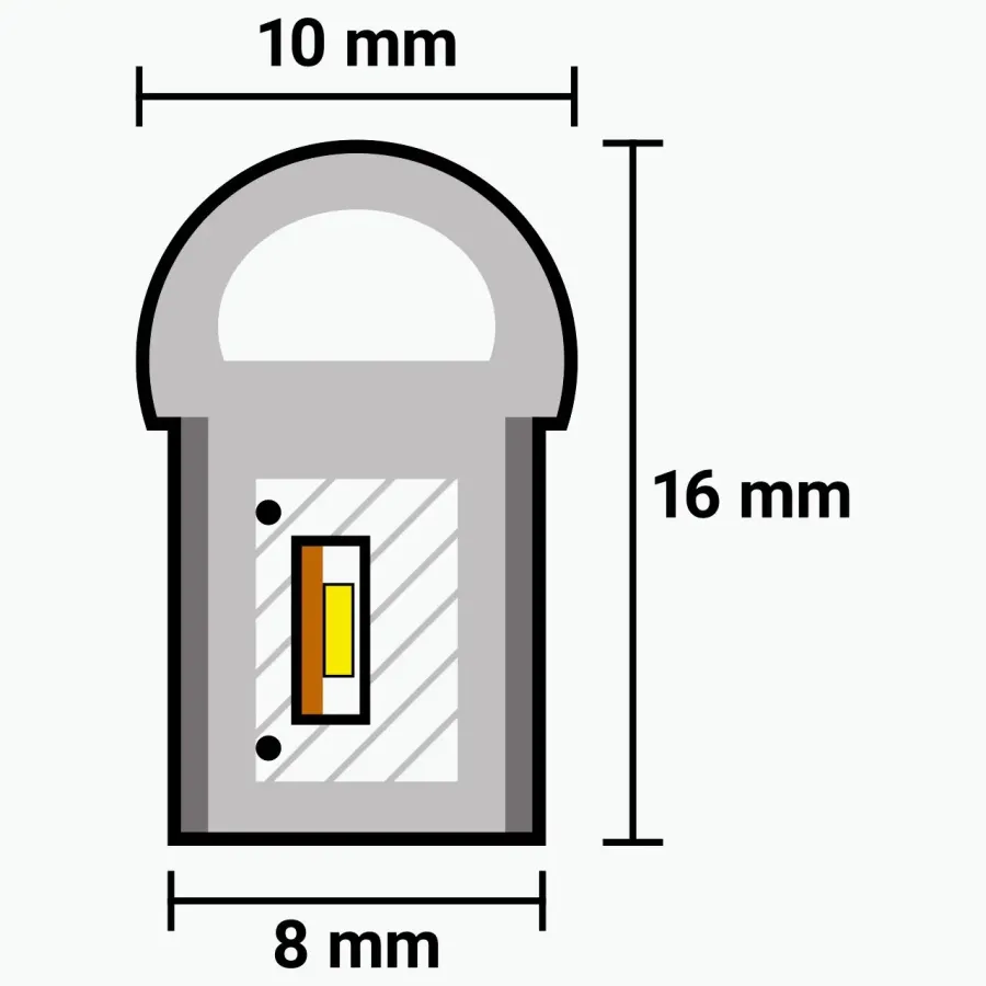 Світлодіодний неон PROLUM™ 8x16, IP68, 12V, Series "SF", Білий, PRO