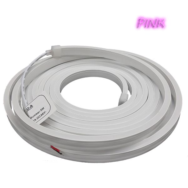 Лед стрічка НЕОН SVL 24В 6x12мм 2835-120-IP65-Pk-6-24 W16C0TD-A Рожевий UA