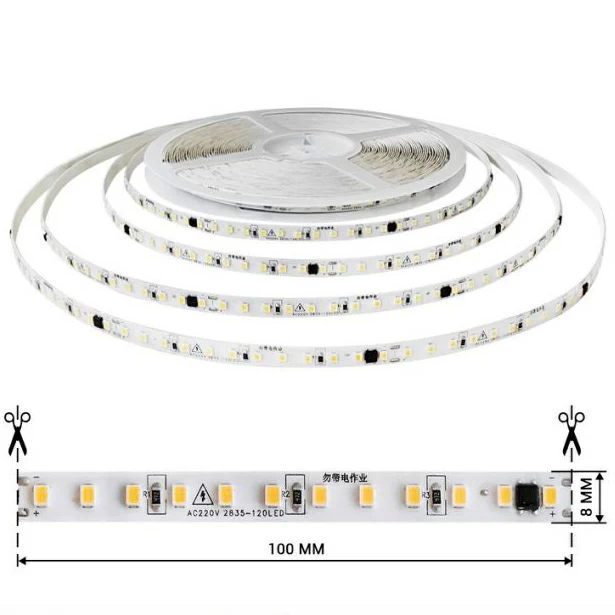 Лед стрічка BIOM 220В 2835-120 8Вт 870Лм BPS-G3-20-220-2835-120-CW-44 7000-7500К IP44 по 20м