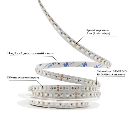 LED лента 24В 5050-120 15Вт SG RGB IP20