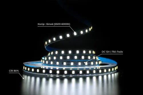 Світлодіодна LED стрічка PROLUM™ 12V; 2835\120; IP20; S-TYPE Series "SG", Білий (5500-6000К)