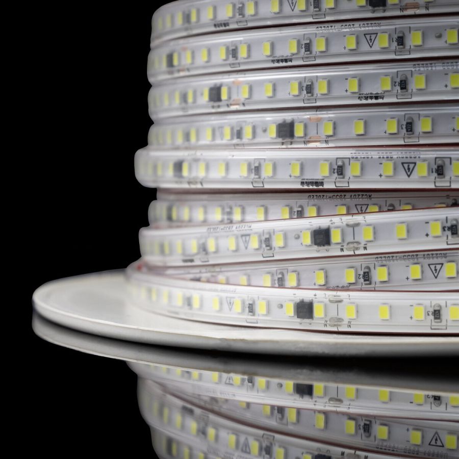 Світлодіодна LED стрічка PROLUM™ 220V; 2835\120; IP67; 9.5ММ; Series "S", Білий (5500-6000К)