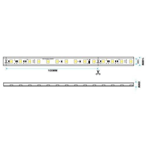 Лед лента 220В 2835-120 S 10Вт 2400Лм 2800-3200K IP67