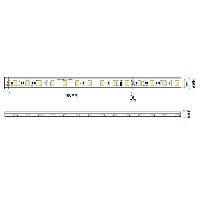 Світлодіодна LED стрічка PROLUM™ 220V; 2835\120; IP67; 9.5ММ; Series "S", Тепло-Білий (2800-3200K)
