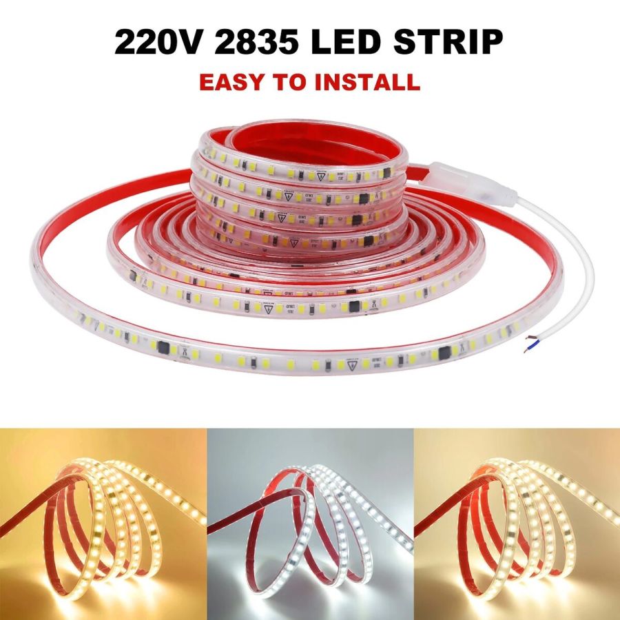 Світлодіодна LED стрічка PROLUM™ 220V; 2835\120; IP67; 9.5ММ; Series "S", Тепло-Білий (2800-3200K)