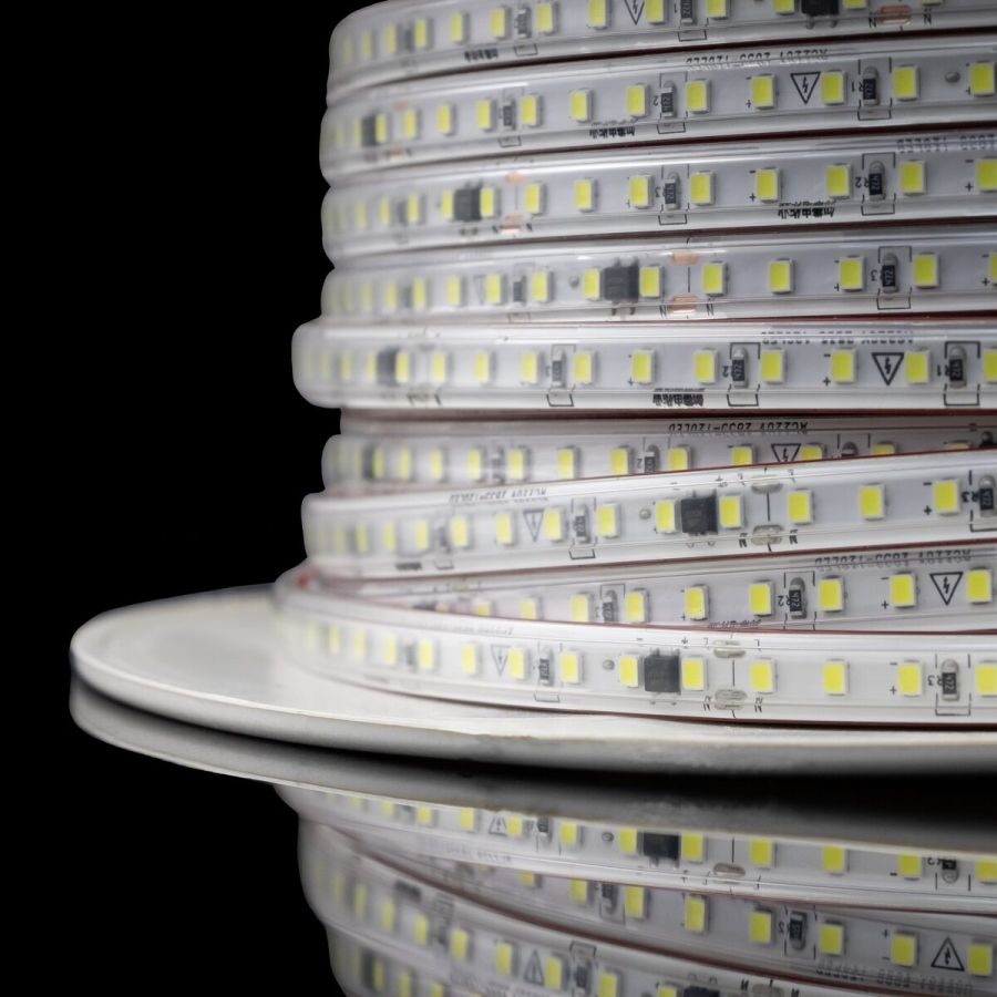 Світлодіодна LED стрічка PROLUM™ 220V; 2835\120; IP67; 9.5ММ; Series "S", Тепло-Білий (2800-3200K)