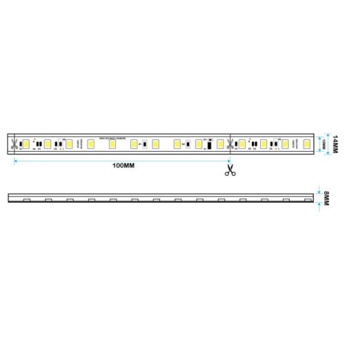 Світлодіодна LED стрічка PROLUM™ 220V; 2835\120; IP67; 9.5ММ; Series "S", Білий (5500-6000К)