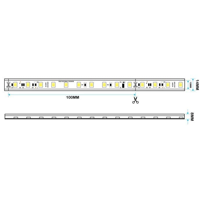 Світлодіодна LED стрічка PROLUM™ 220V; 2835\120; IP67; 9.5ММ; Series "S", Білий (5500-6000К)