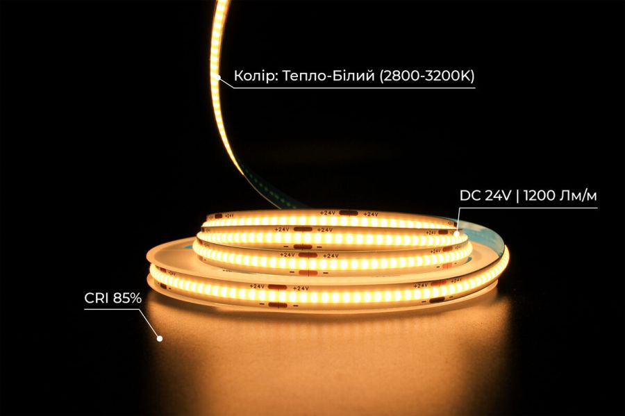 Світлодіодна LED стрічка PROLUM™ 24V; СОВ; 320; LED; IP20; Series "PRO", Тепло-Білий (2800-3200K)