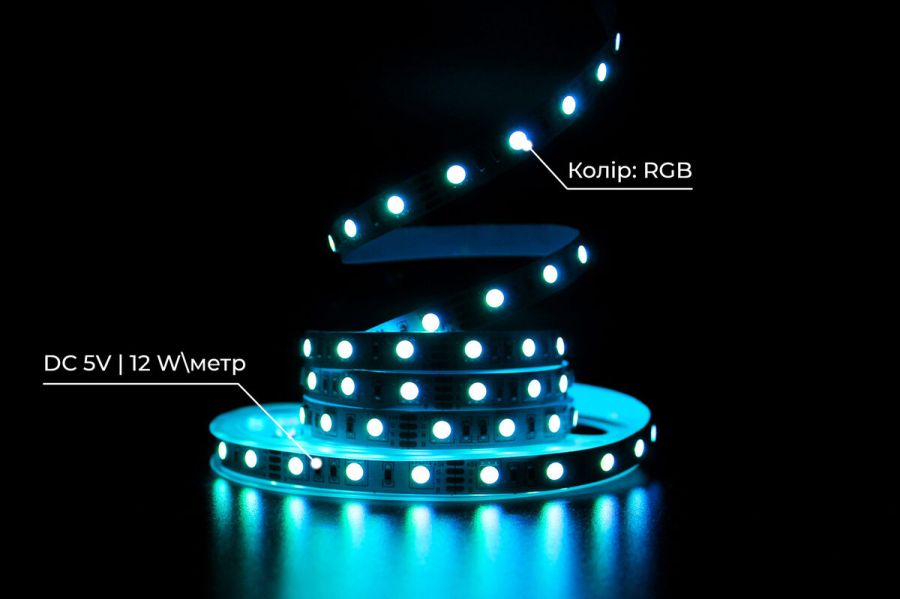 Світлодіодна LED стрічка PROLUM™ 5V; 5050\60; IP20; Series "S", RGB