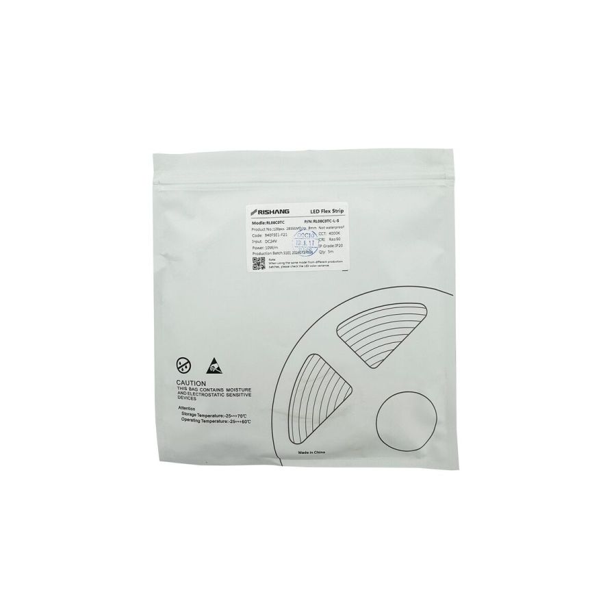 LED лента 24В 2835-120 10Вт 1000Лм RL08C0TC-L-S 4000K IP33 CRI90